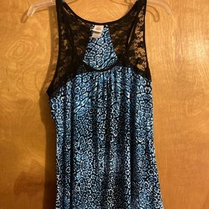 Cozy, flowy nightie with black lace detail from Jonquil In Bloom, size M